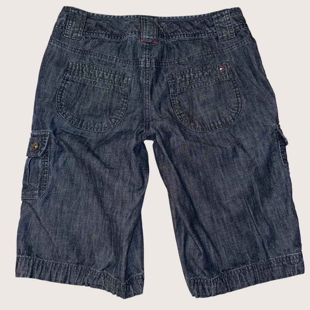 Tommy Hilfiger Y2K Grunge Utility Denim Gorpcore Cargo Bermuda Shorts 2‎ Preppy